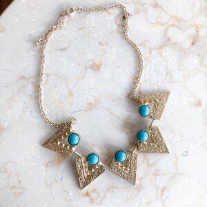 4 FOR $15 Gold and Turquoise Geometric Necklace